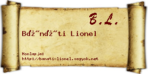 Bánáti Lionel névjegykártya